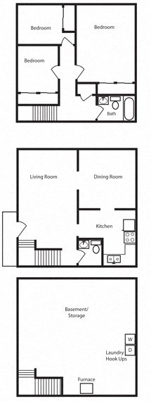 Floor plan for 3 beds, 1.5 baths, 1706 sqft
